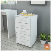 Office Drawer Unit on Wheels - 5 Drawers White