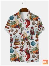 Christmas Pattern Button Lapel Shirts