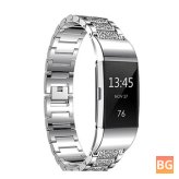 Strap For Fitbit Charge 2 - Replacement Diamond Stainless Steel