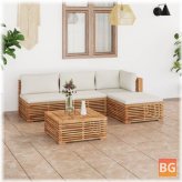 Garden Lounge Set with Teak Wood Floor