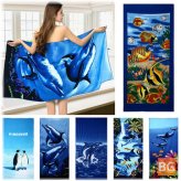 Blue DolphinPrint Absorbent Towel - 70x150cm