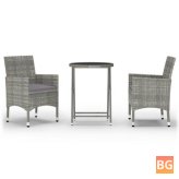 Garden Set - Poly Rattan and Tempered Glass Gray