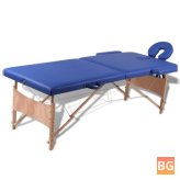 Blue massage table with two zones
