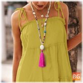 Heart Tassel Pendant Necklace with Beads - Mixed Colors