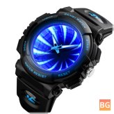 Creative Mirror Dial LED Backlight 5ATM Stainless Steel Men's Wristwatch