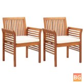 2-Piece Set of Garden Dining Chairs with Cushions