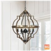 Metal Chandelier with 6 Light E12 Bulbs - Geometric Wood Grain Style