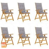6 Pcs Garden Chairs with Cushions - Solid Acacia Wood
