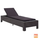 Sunbed with Cushion for Black Poly Rattan