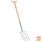 Digging Fork T-Handle - Stainless Steel & Ash Wood