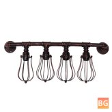 4-Head E27 Retro Industrial Style Wall Light - Water Pipe Home Fixture
