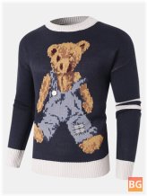 T-Shirt with Cartoon Bear Pattern