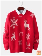 Christmas Elk & Snowflake Graphics Knitting Sweaters