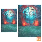Halloween Vinyl Photography Backdrop in 3x5FT and 5x7FT sizes with Pumpkin and Bat Design