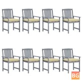 Chairs with Cushions - Solid Acacia Wood Gray