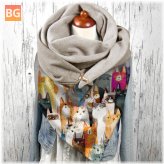 Soft Scarf with Cats Pattern - Women