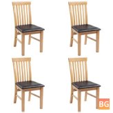 4-Piece Solid Oak Dining Chairs with Artificial Leather