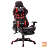Gaming Chair with Footrest - Black and Red