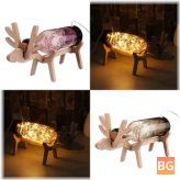 LED Glass Fairy Deer Light Bottle Jar Table Lamp - Christmas Home Decor Gift