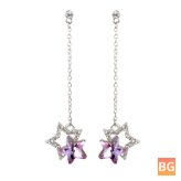 Crystal Dangle Earrings with Blue and Purple Stars