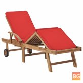 Sun Lounger with Cushion and Solid Wood