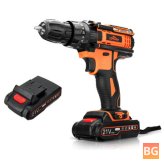 TS-ED2 21V 2000mAh Cordless Impact Drill - Rechargeable 2 Speeds LED Electric Drill