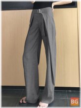 Women's Solid Business Pants with Waistband and Belt
