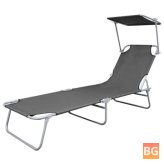 Sun Lounger with Canopy Gray