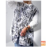 Long Sleeve Button-Up Blouse with Abstract Pattern