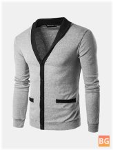 Hit Color Men's Sweater - Single-breasted