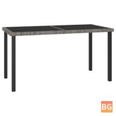 Dining Table with Rattan Top and Base - Gray