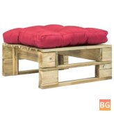 Green Pallet Pouf with Red Cushion