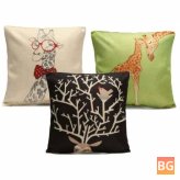 Giraffe Deer Throw Pillow Case Home Sofa Cover