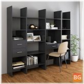 Gray Book Cabinet with Wood Chips