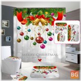 Waterproof Bathroom Curtains - Merry Christmas Bell