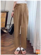 Elastic Ankle Pants with Side Pockets for Women