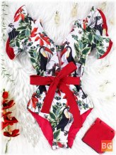 One Piece Swimsuit for Women - Floral Print