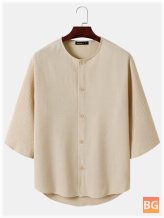 Textured 3/4 Sleeve Button Up for Men