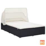 2-Person Sunbed with Cushion and Rattan