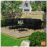 Garden Lounge Set with Cushions - Black