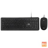 AIGO Wired Keyboard & Mouse Set - 104 Keys - Office - 2400DPI - Ergonomic Mouse