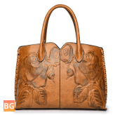 Women's Retro PU Leather Crossbody Bag with Paeonia Arborescens Design