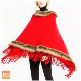 Women's Poncho with Hood and Scarves