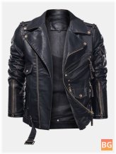 Zippo Men's Multifunctional Leather Jacket with Zip Pocket