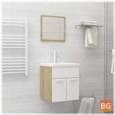 2-Piece Vanity Set in White and Sonoma Oak with Chipboard