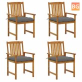 Director's Chairs with Cushions (4 pcs) - Solid Acacia Wood