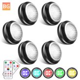 Elfeland 6PCS RGB Touch Round Cabinet Light with 2PCS Remote Controller