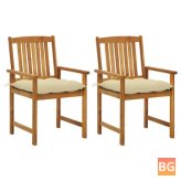 Director's Chairs with Cushions - 2 pcs Solid Acacia Wood