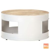 Table White 26.8"x26.8"x14.2" Solid Mango Wood