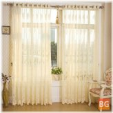 Sheer Curtains with Hollow Out Panel - Beige